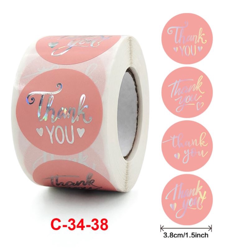 

Sticker Stiker Roll Label Cookies Kue Permen Goodie THANK YOU 60