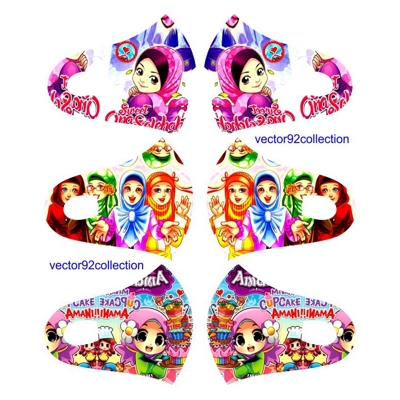 MASKER ANAK(120 pcs) karakter printing scuba