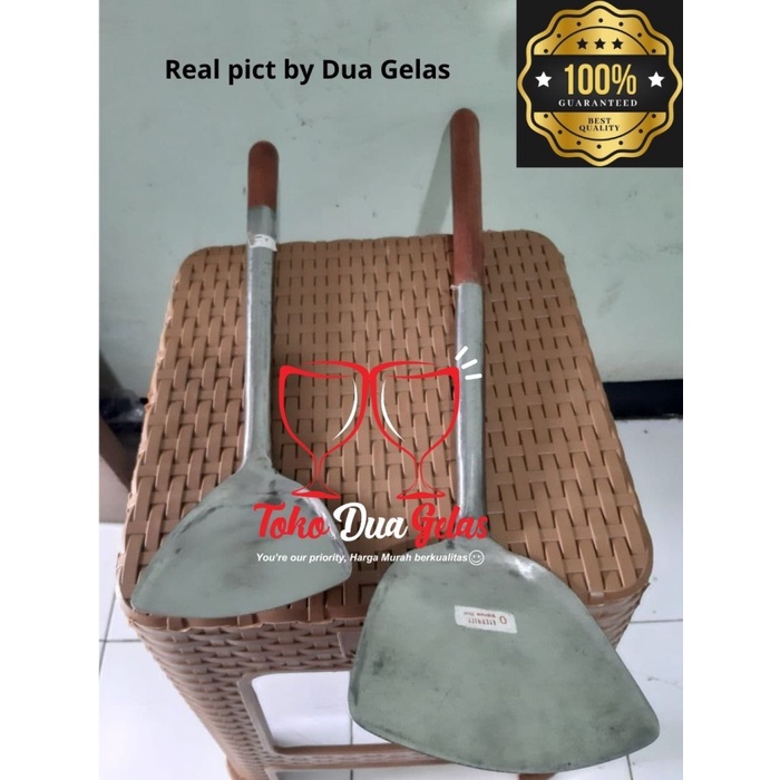 Spatula Sutil Sodet Stainless Steel Gagang Kayu Ukuran Besar - Sedang Kecil - Standar Sedang Pendek