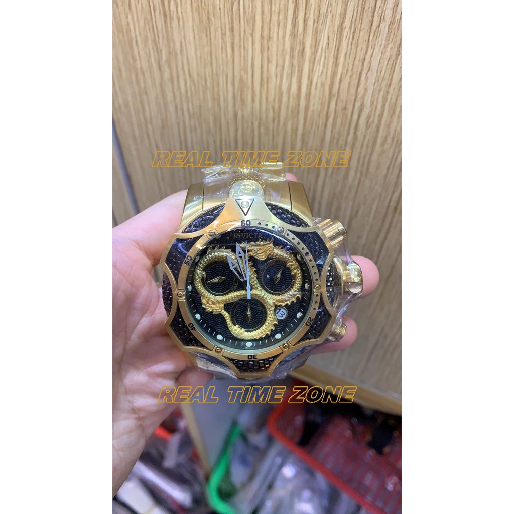 New Jam Tangan Besar Invicta Dragon Bolt Black Stainless Garansi 1th