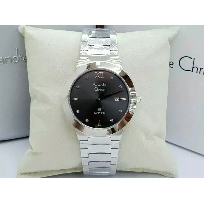 Jam Tangan Pria Alexandre Christie AC 8569MD FULL SILVER PLAT HITAM