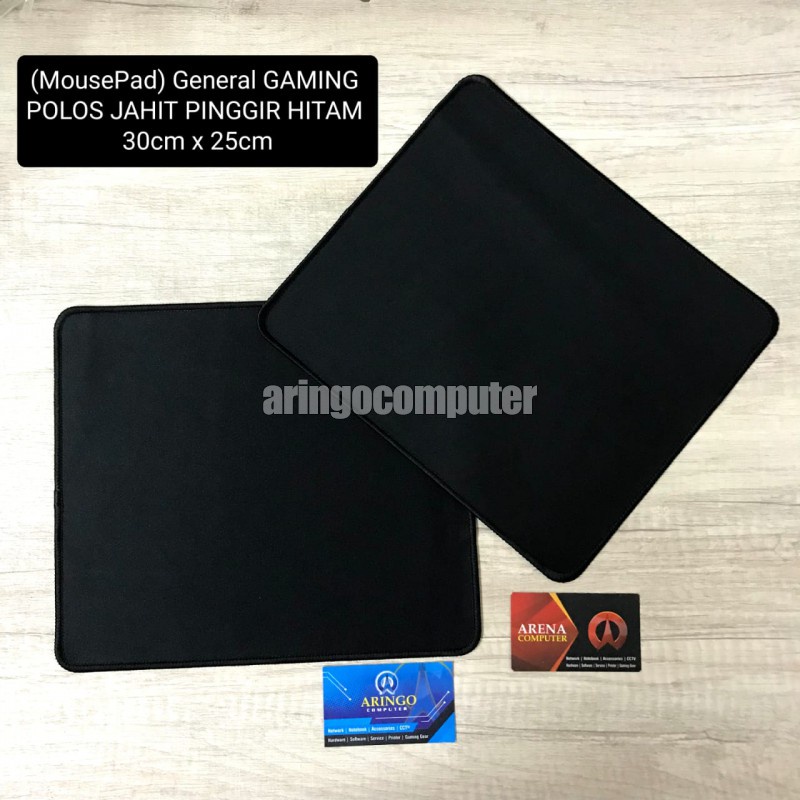 Acc (MousePad) General GAMING POLOS JAHIT PINGGIR HITAM 30cm x 25cm