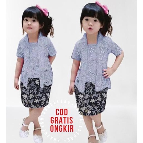 Kebaya [Real Pict] Set Kebaya Caca Kids Brukat Tulang Cord Setelan Kids