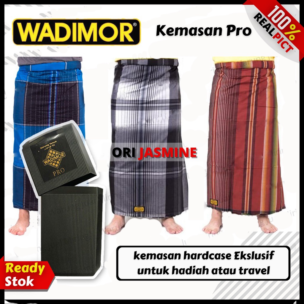 Sarung Wadimor PRO Kemasan Hardcase Kain Tenun Premium Eksklusif Motif Hitam Putih Warna Sovenir Hadiah Grosir