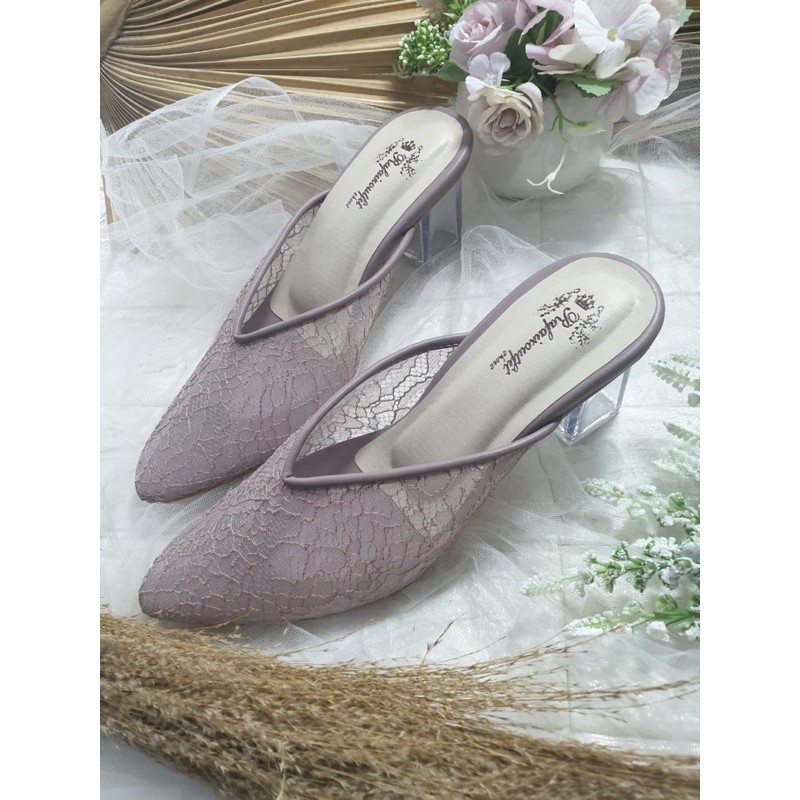 sepatu v johana mauve tinggi 7cm kaca