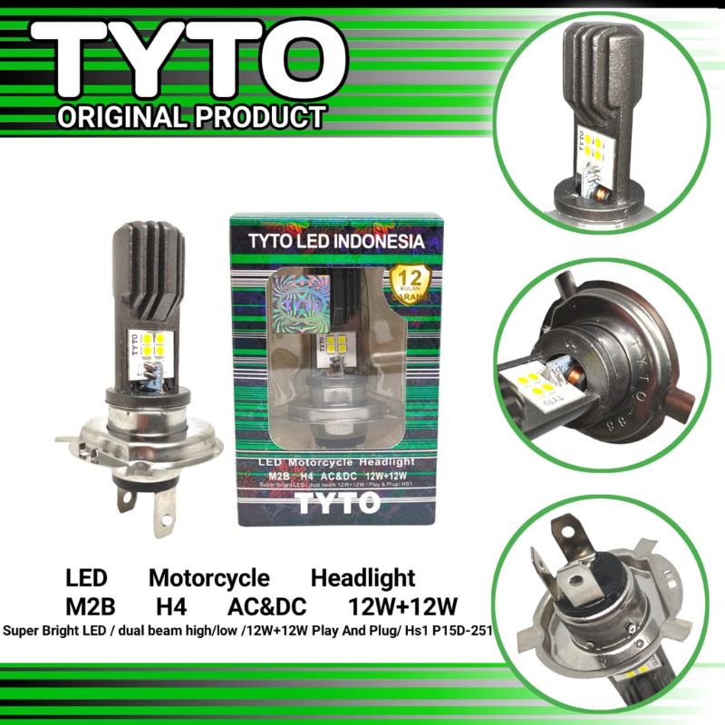 100% ORIGINAL LAMPU LED TYTO M2B TYTO H4 AC/DC LAMPU TYTO ORIGINAL 100% VIXION SCOOPY TIGER DLL