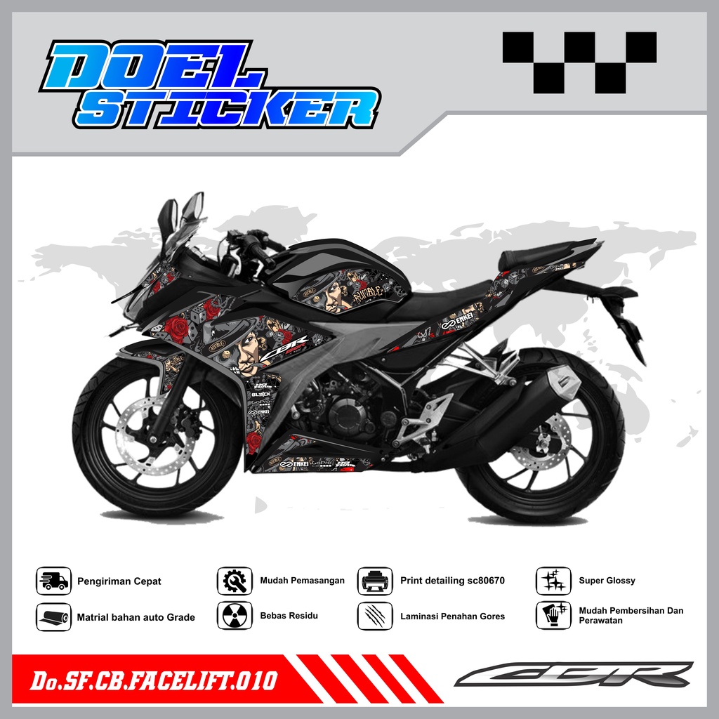 STICKER STRIPING CBR 150 R Facelift - STICKER STRIPING SEMI FULL LIST VARIASI HOLOGRAM , CROME CBR 150 R Facelift DOEL 010