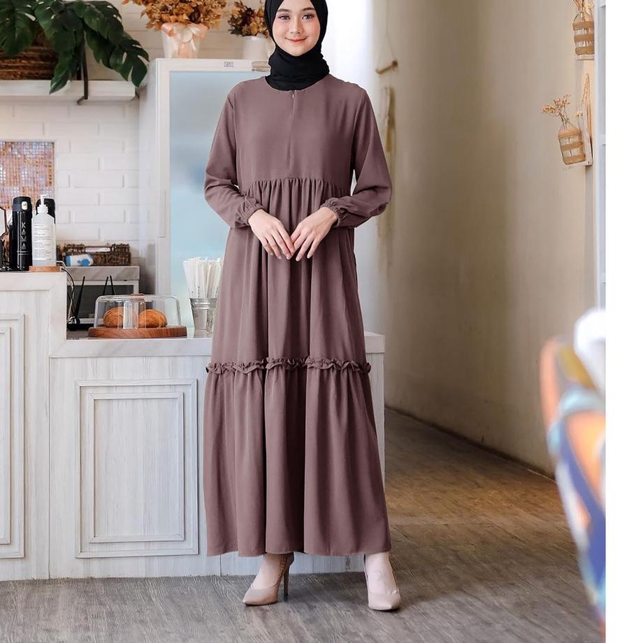 Paling Diminati.. R.A - Sari Dress Maxy Muslim Terusan Polos Gamis Maxi Simple Fashion Muslim Terlar