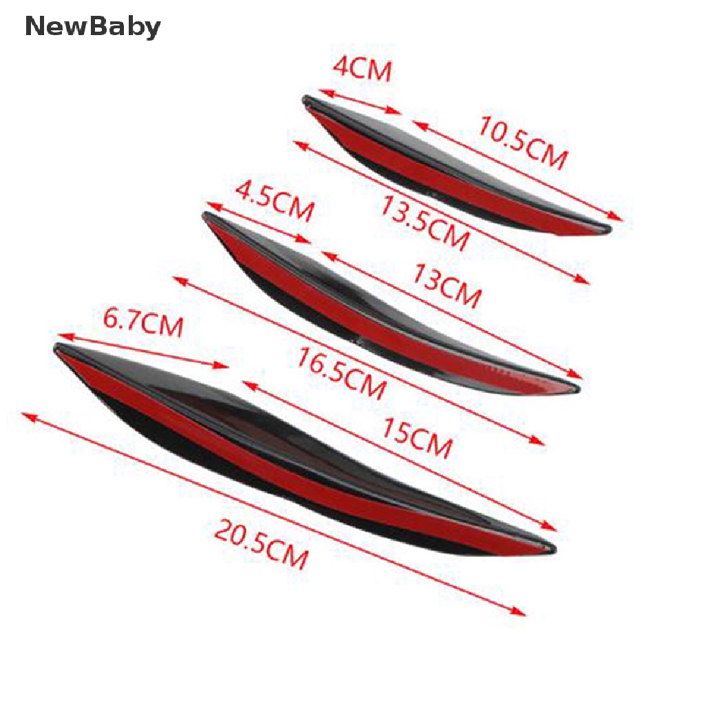 NewBaby 6Pcs Car Front Bumper Lip Splitter Fins Body Spoiler Canards Refit Gloss Black ID