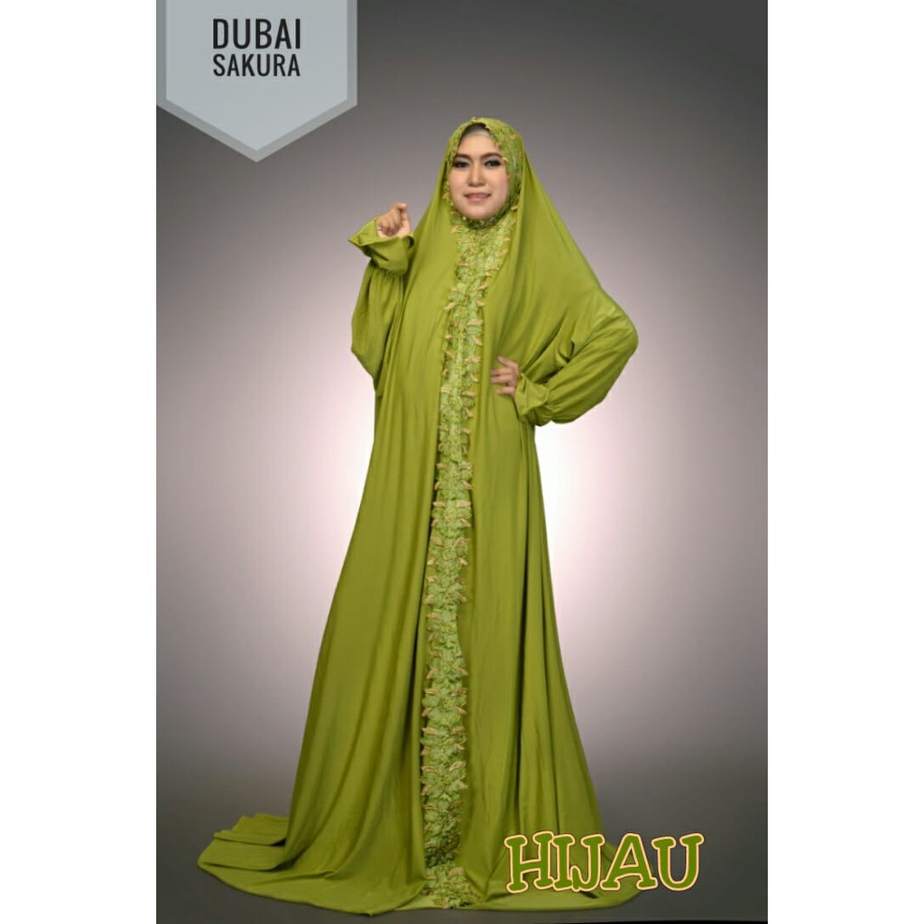 TERBARU MUKENA TERUSAN LANGSUNGAN SUPER JUMBO MUKENAH TERUSAN RENDA HIJAU