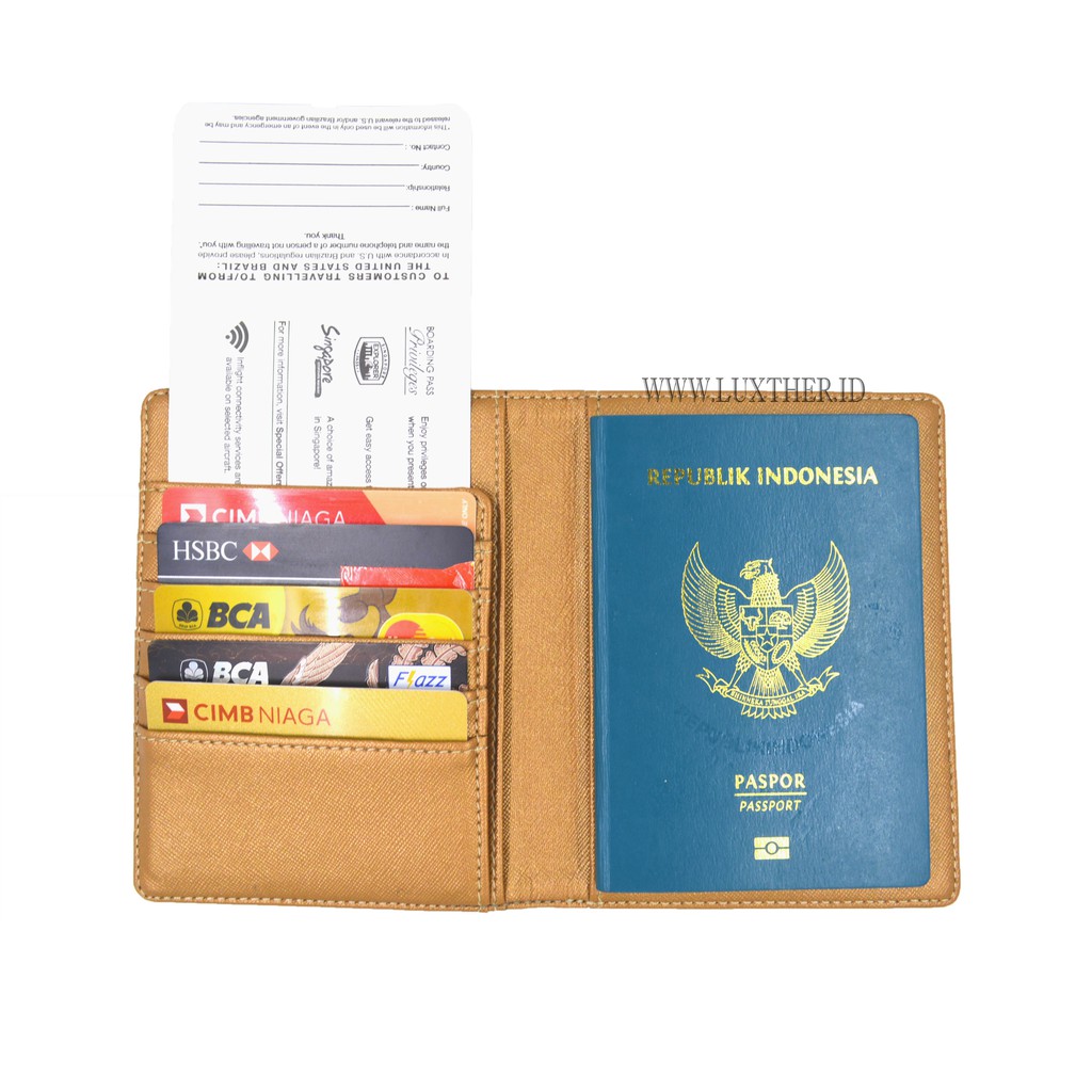 LUXTHER - Passport Flip / Passport Saffiano / tempat passport / passport cover / dompet wanita