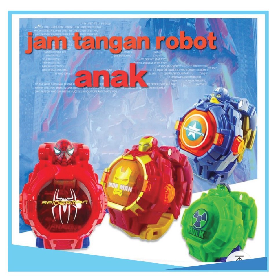 PA JAM TANGAN ANAK MURAH ROBOT TRANSFORMASI TRANSFORMER ROBOT MODEL AVENGERS SUPERHERO JA014