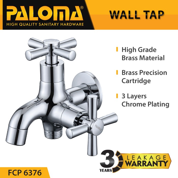 PALOMA  FCP 6376 Kran Cabang Shower Bak Mandi Double Tembok Kran Air