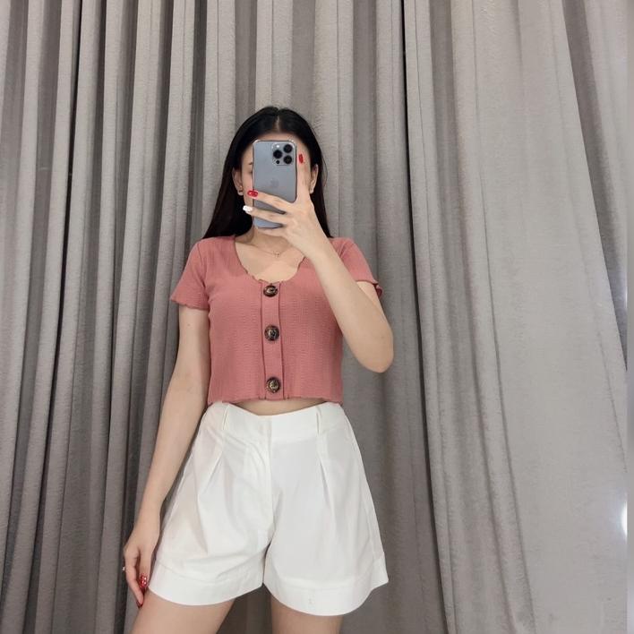 Special - Shelby button crop 061  Crop top korea button | atasan wanita crop ,.