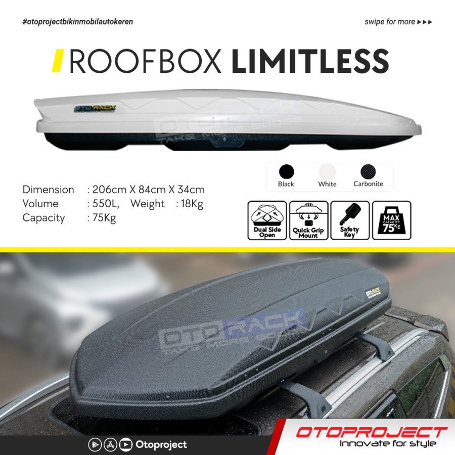 Roofbox Roof Box Otorack Limitless Otoproject 550 Liter