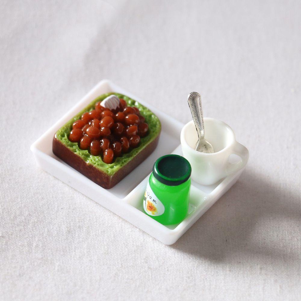 Lanfy Rumah Boneka Miniatur Makanan Resin Boneka Aksesoris Untuk Blyth Doll House Decor OB11 1: 12mini Toast Bread