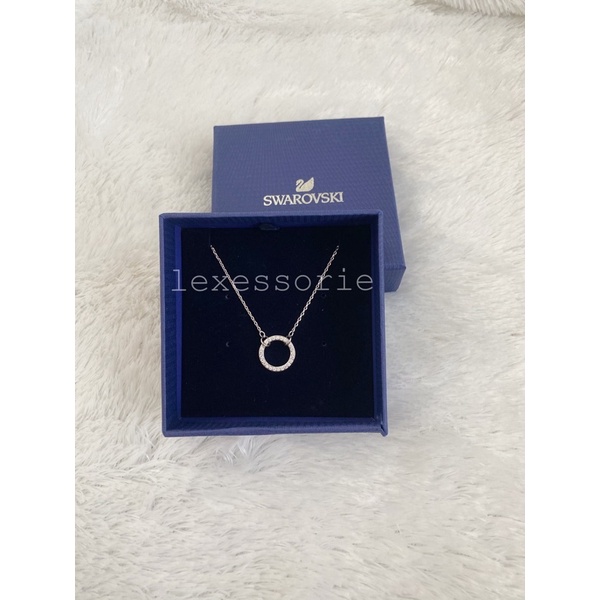 Swarovski Crystal Circle Pendant Necklace - kalung wanita