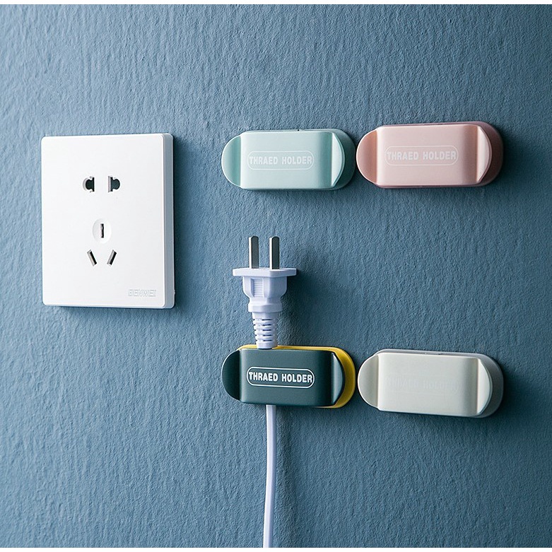 SET Klip Holder Penjepit Kabel Listrik Kabel Data Charger Model Perekat Tempel Dinding Tanpa Paku