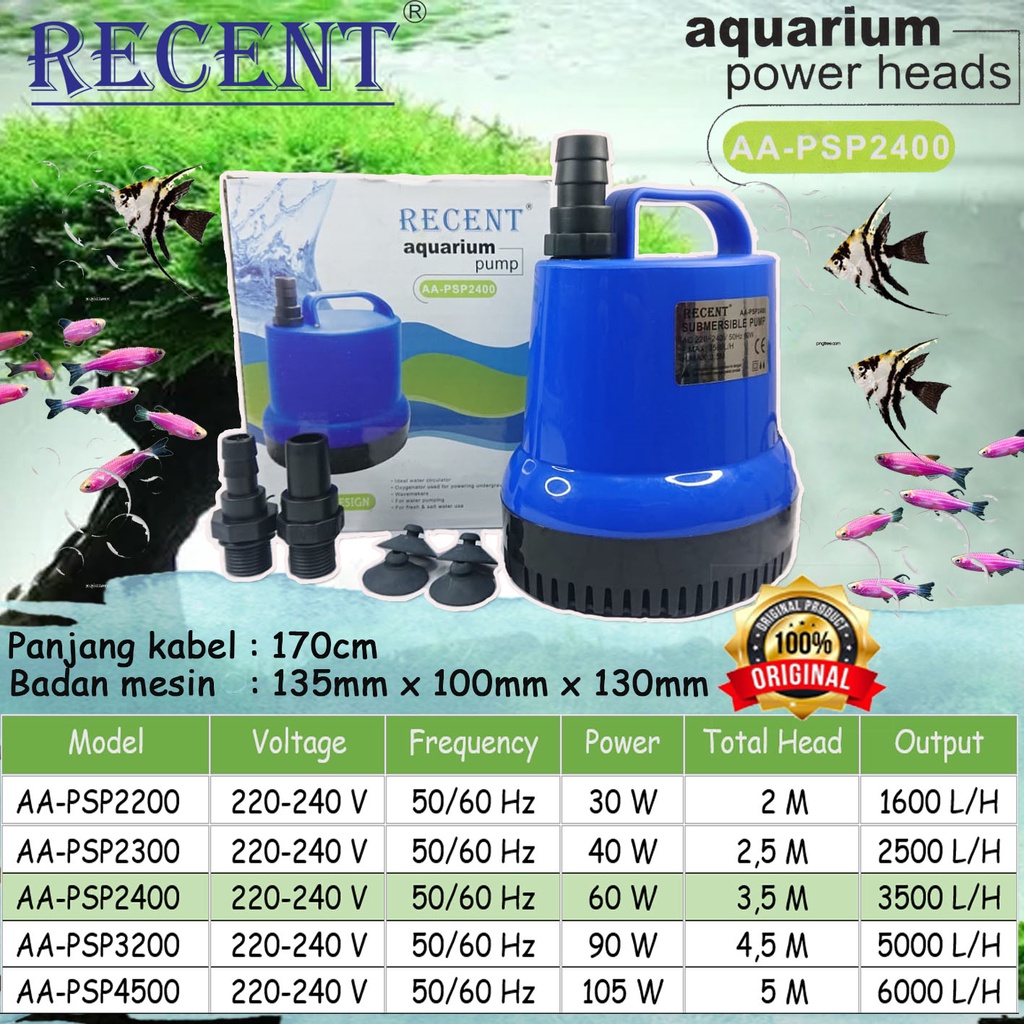 Recent AA-PSP2400 - Mesin Pompa Aquarium/Aquarium Power Heads 60W