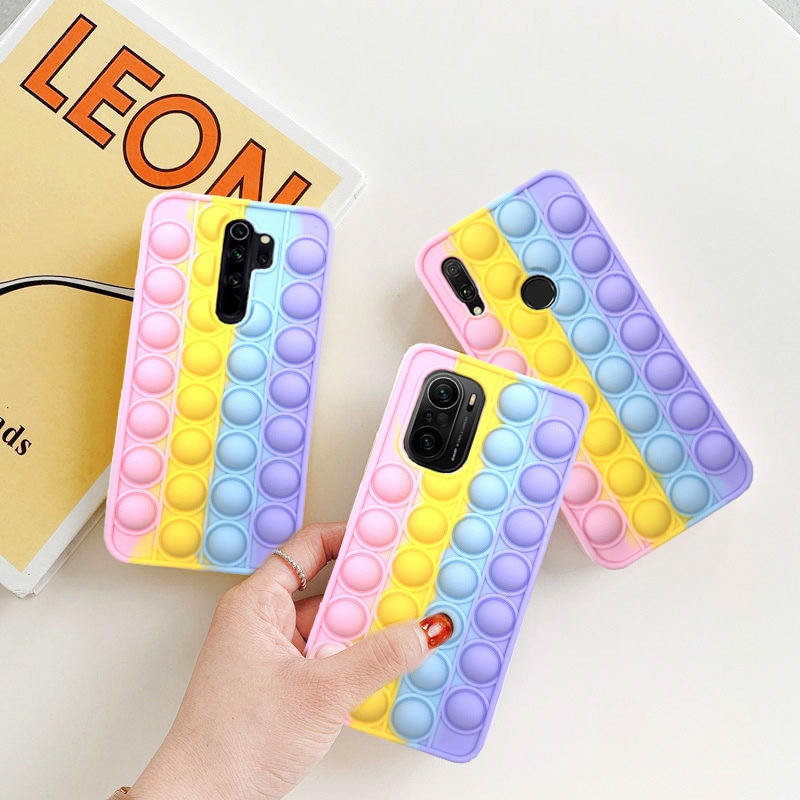 Reliver Stress Pop Fidget Toys Push It Bubble Case for OPPO A53 2020 A52 A32 A92 A5S A12 A7 A93 A72 F11 F9 F5 Reno 5 Reno 4F Antistress Game Cover Adult Kids