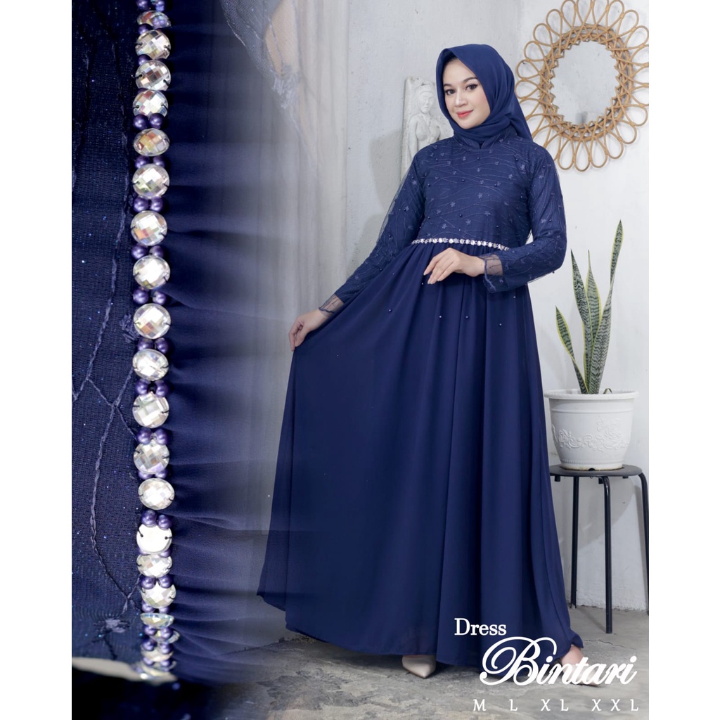 Dress Bintari RI / Kebaya Gamis Pesta Modern / Dress Muslimah Kondangan / Gamis