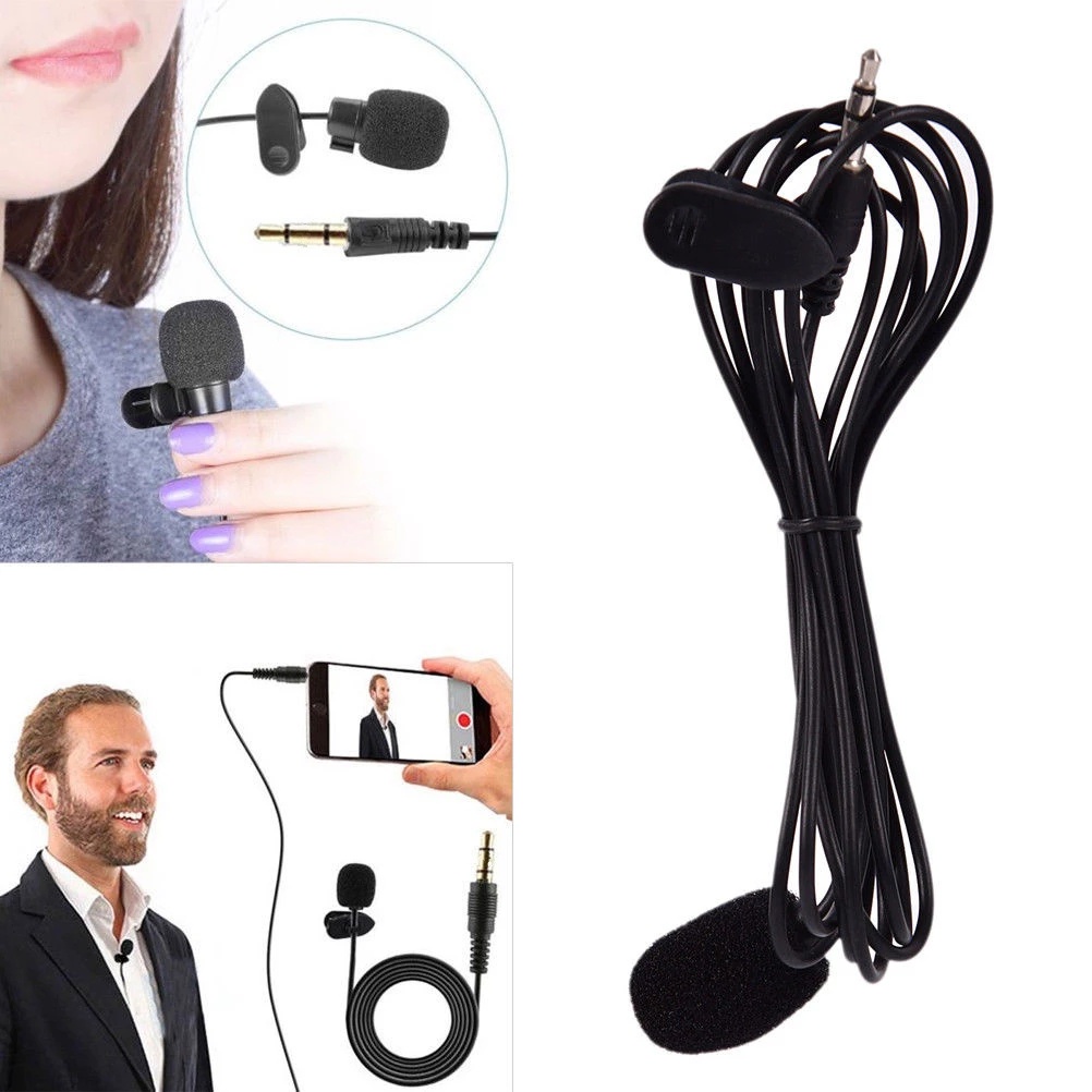 1.5m Universal Mini Portable Hands Free Clip On Microphone/Wired Lapel Lavalier Audio Microphone/ Mini Wired External Microphone for Phone Laptop