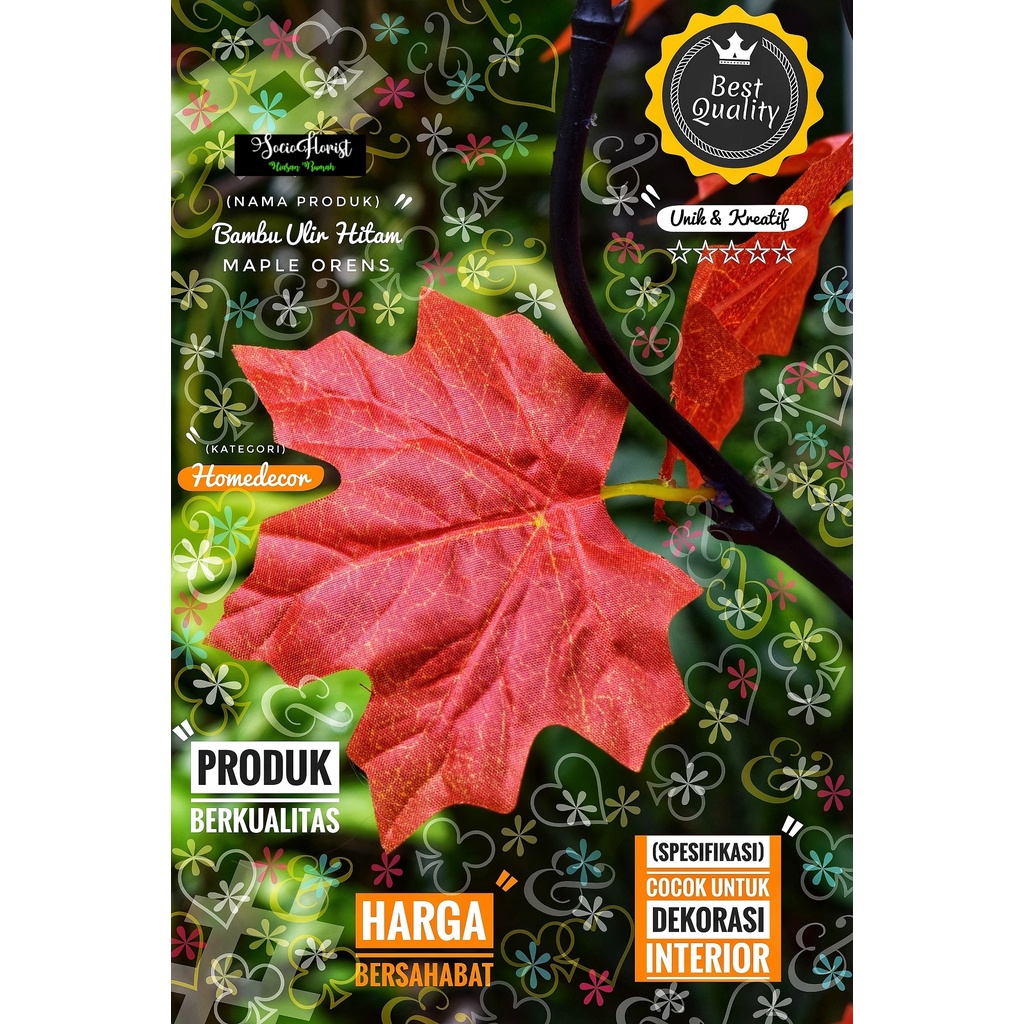 bambu ulir hias 1 Bambu Ulir Hitam Maple Orens 190cm (Tanpa Pot)