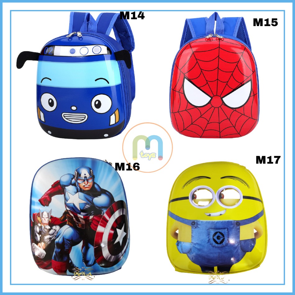 Tas Ransel Telur Sekolah Anak TK / PAUD - Tas Sekolah Anak Karakter PVC Karakter Cowok - Superheroes M0172-