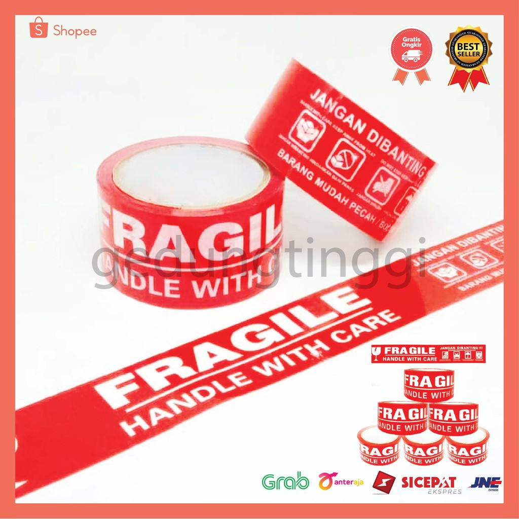 Lakban Selotip Solasi Packing Tape Fragile Jangan Dibanting Di Banting Anti Pecah Daimaru Nachi Yard