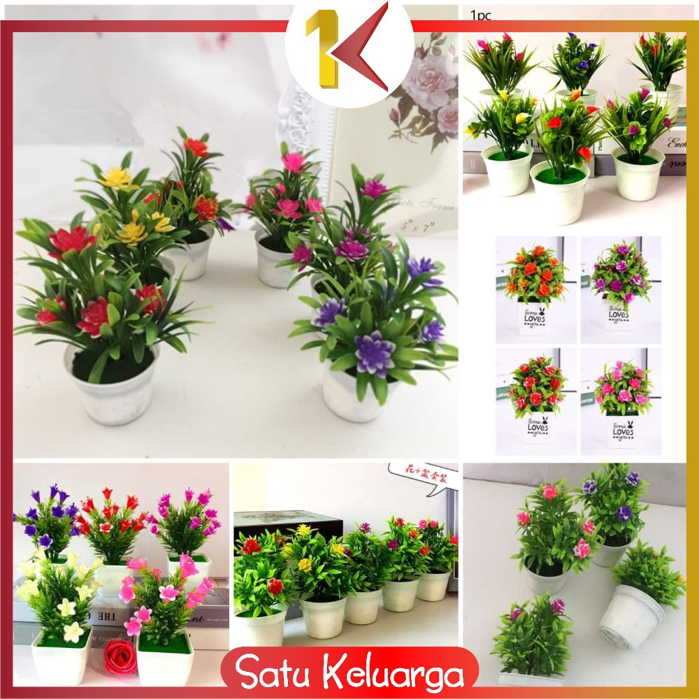 SK-C83-87 Ornamen Pot Bonsai Dekorasi Rumah / Meja Pajangan Bunga Hias Plastik Artificial Flower-6