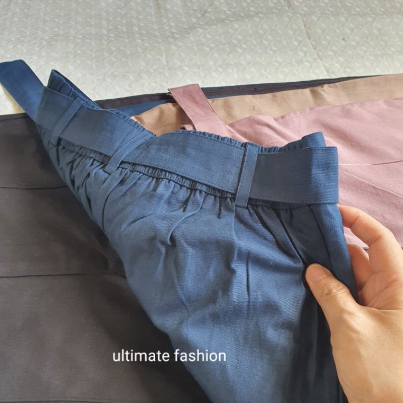 Celana Kulot Loose Pants Katun Kancing Tali Pinggang Cullote Highwaist HW Wanita Import Premium Model Korea Kekinian Real Pict 0807 Venesia size S sampai L