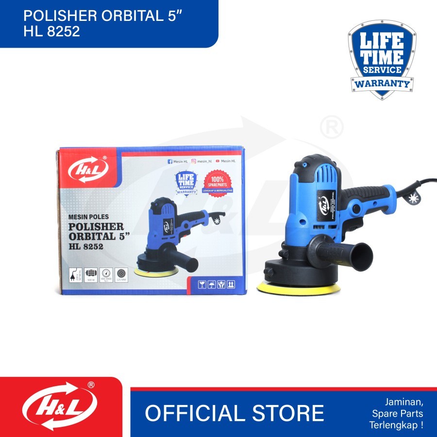 HL 8252 Mesin Poles ORBITAL Dual Action Polisher 5 Inch