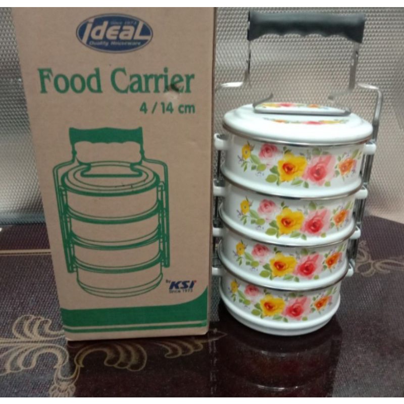 Rantang motif kembang enamel ideal 14 cm susun 4