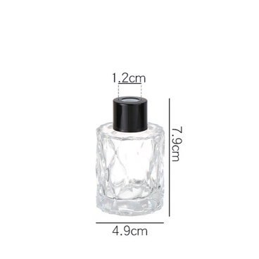 50ml Botol Reed Diffuser Tutup Aromatherapy Tebal Kaca Crystal Hitam Rose Gold Silver