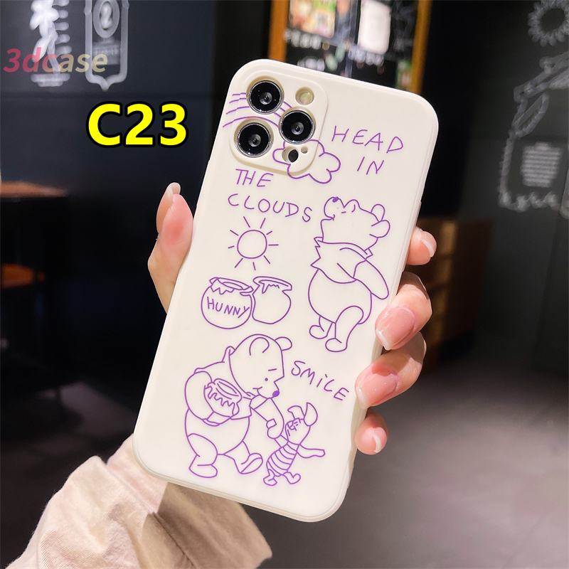 Kawaii Winnie the Pooh Straight Cube Casing Soft Case Xiaomi Redmi POCO X3 NFC X3 PRO M3 Redmi 9C NFC 9A 9i 9T 9 Power 10X POCO M2 PRO Redmi Note 9 8 10 10S 9 PRO MAX 9S