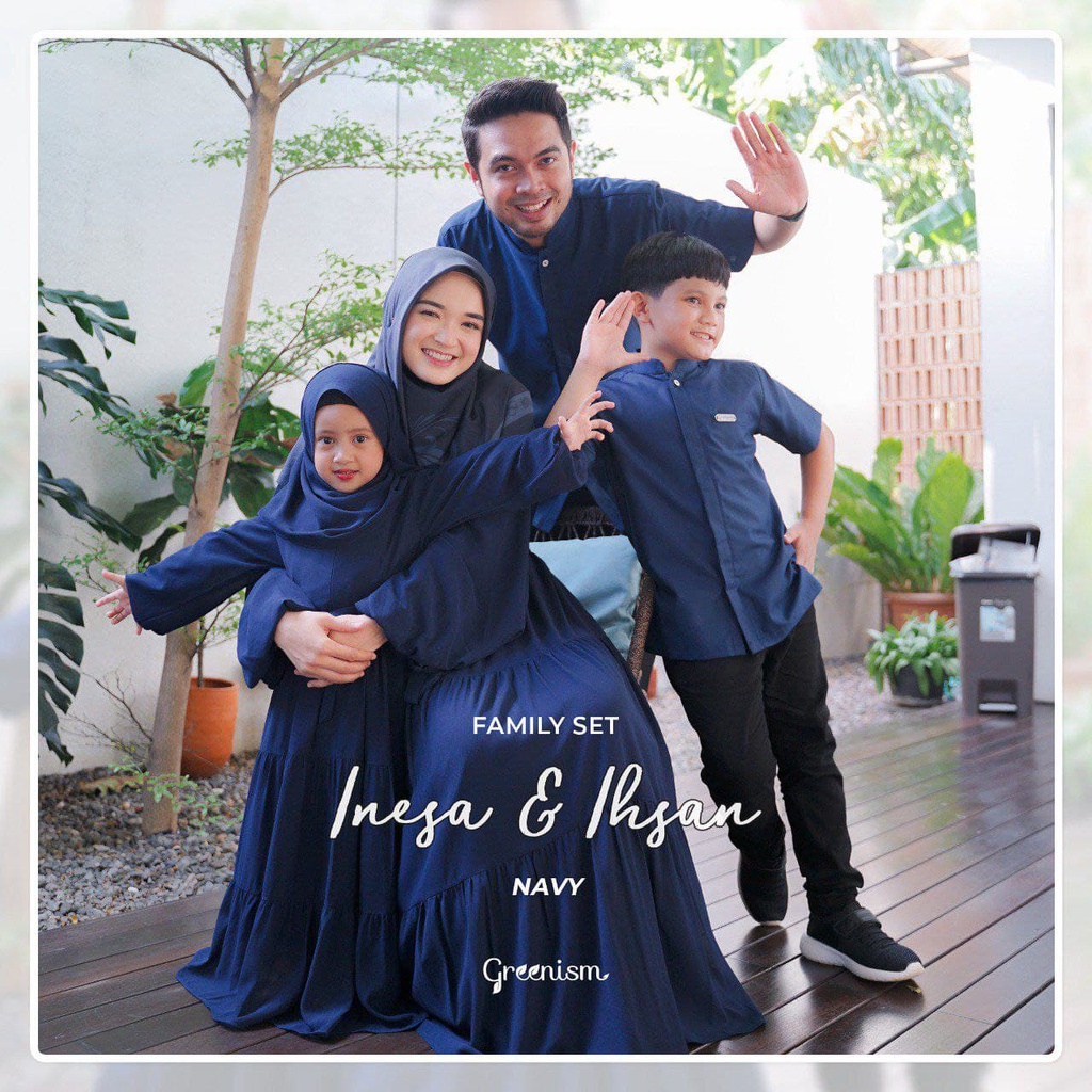 Greenism Sarimbit Raya INESA &amp; IHSAN (Navy) Quality Premium Syari'i - Set Family