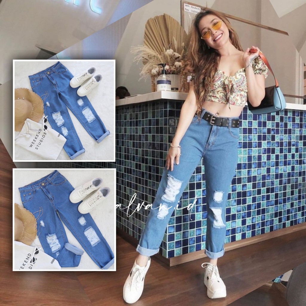 CELANA JEANS Boyfriend / Celana Boyfriend Jeans Sobek / BOYFRIEND JEANS PREMIUM