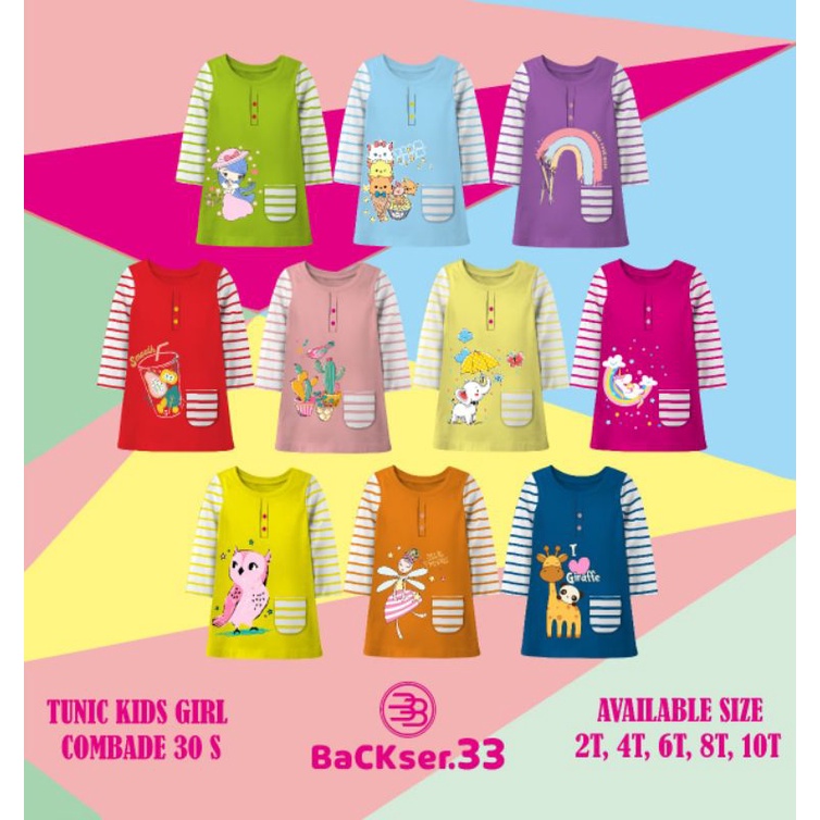 Tunik Anak Backser.33 SIZE 2-8 Tahun Tunik Salur Anak Perempuan