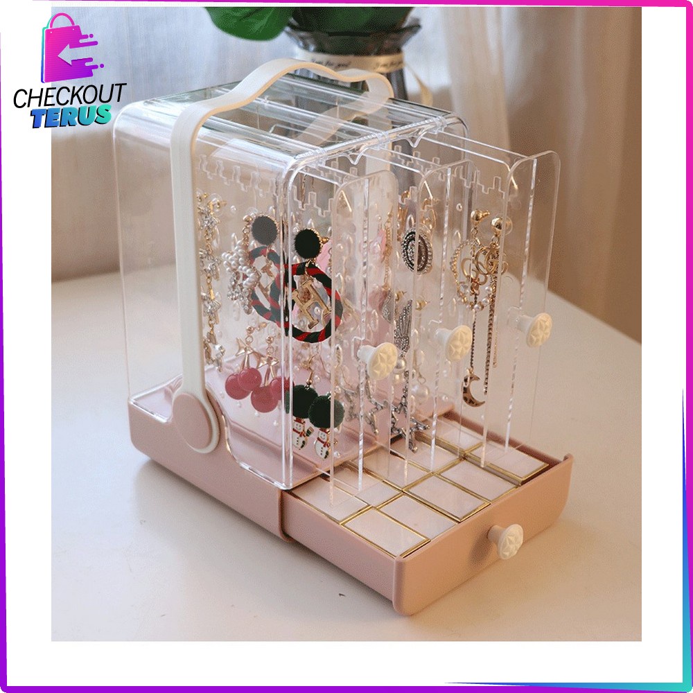 CT K17 Rak Perhiasan Anti Debu Jewelry Box Acrylic Tempat Penyimpanan Acrylic Organizer Rak Anting dan Aksesoris Wanita