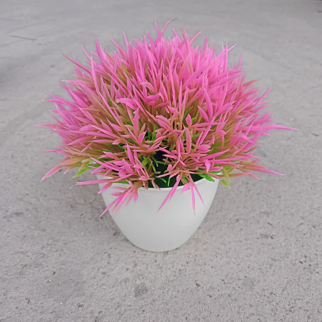 Satu7an PBP33 Tanaman Bunga Plastik Pot Tanaman Hias Bunga Stargrass Dekorasi Rumah Artificial-PINK