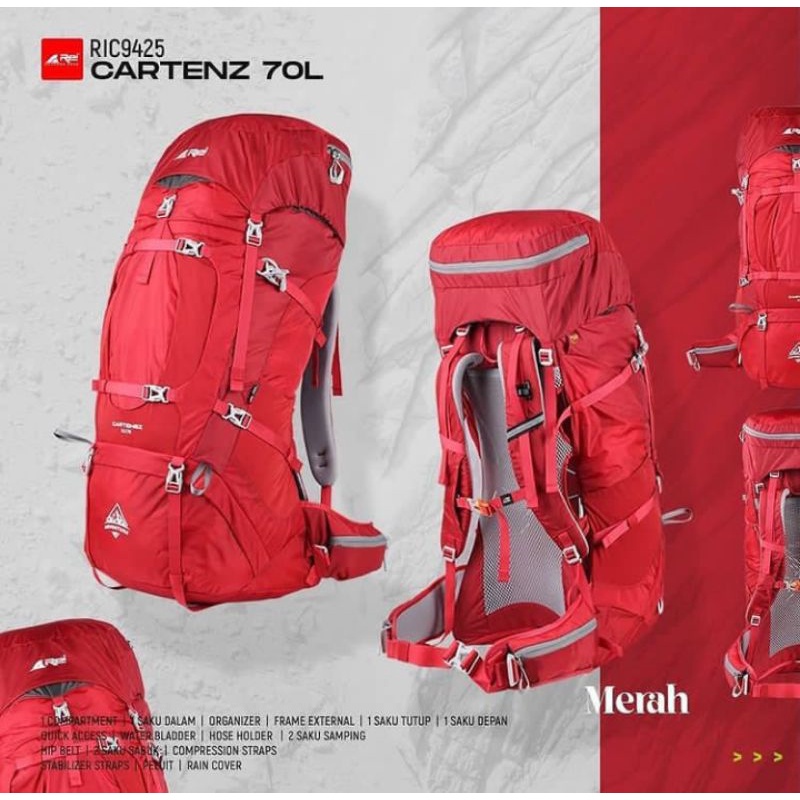 Carrier Arei Cartenz 70L Premium Tas Gunung Arei Cartenz Premium 70L Arei Outdoorgear