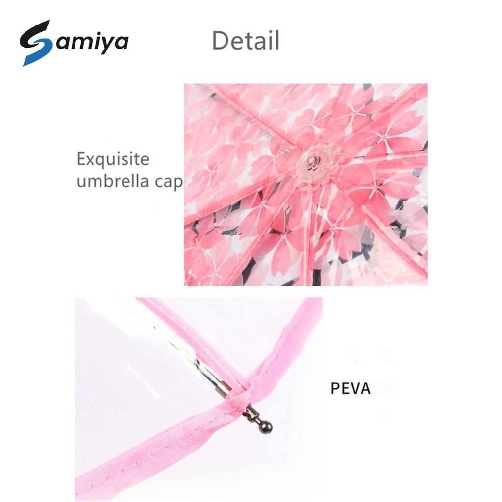 payung lipat transparan / payung mini motif cherry blossom / payung hujan