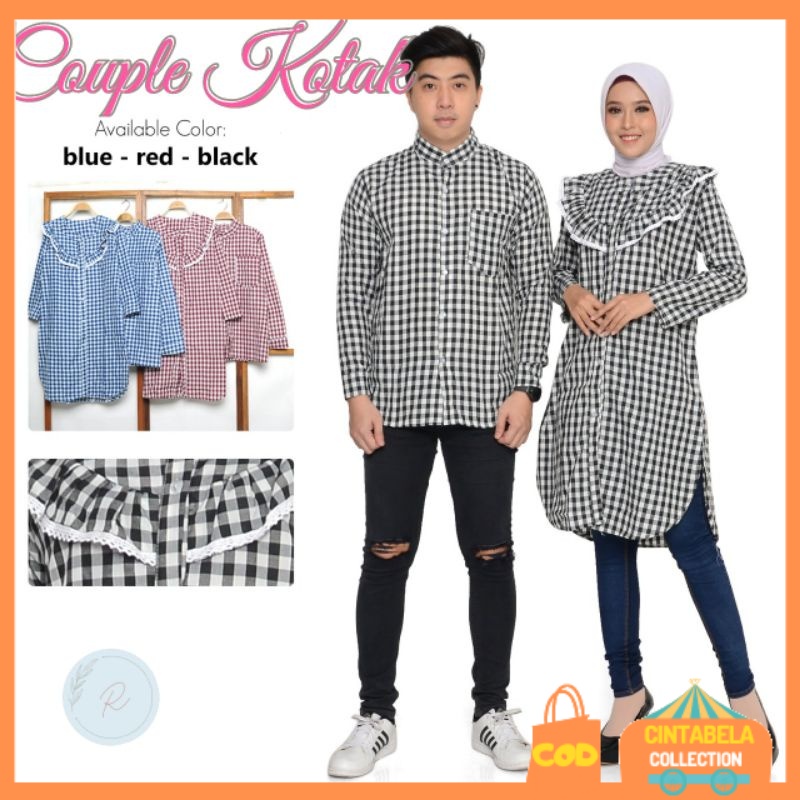 COUPLE KOTAK KOTAK  SET KEMEJA PRIA KEMEJA WANITA KEMEJA PASANGAN SET KASIH KAPEL BAJU PREWED