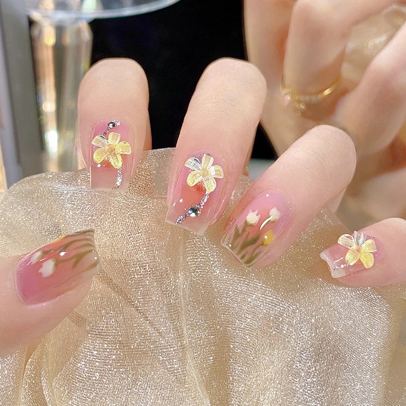 Z396 24pcs / Kotak Kuku Palsu Full Cover Untuk Dekorasi Nail Art