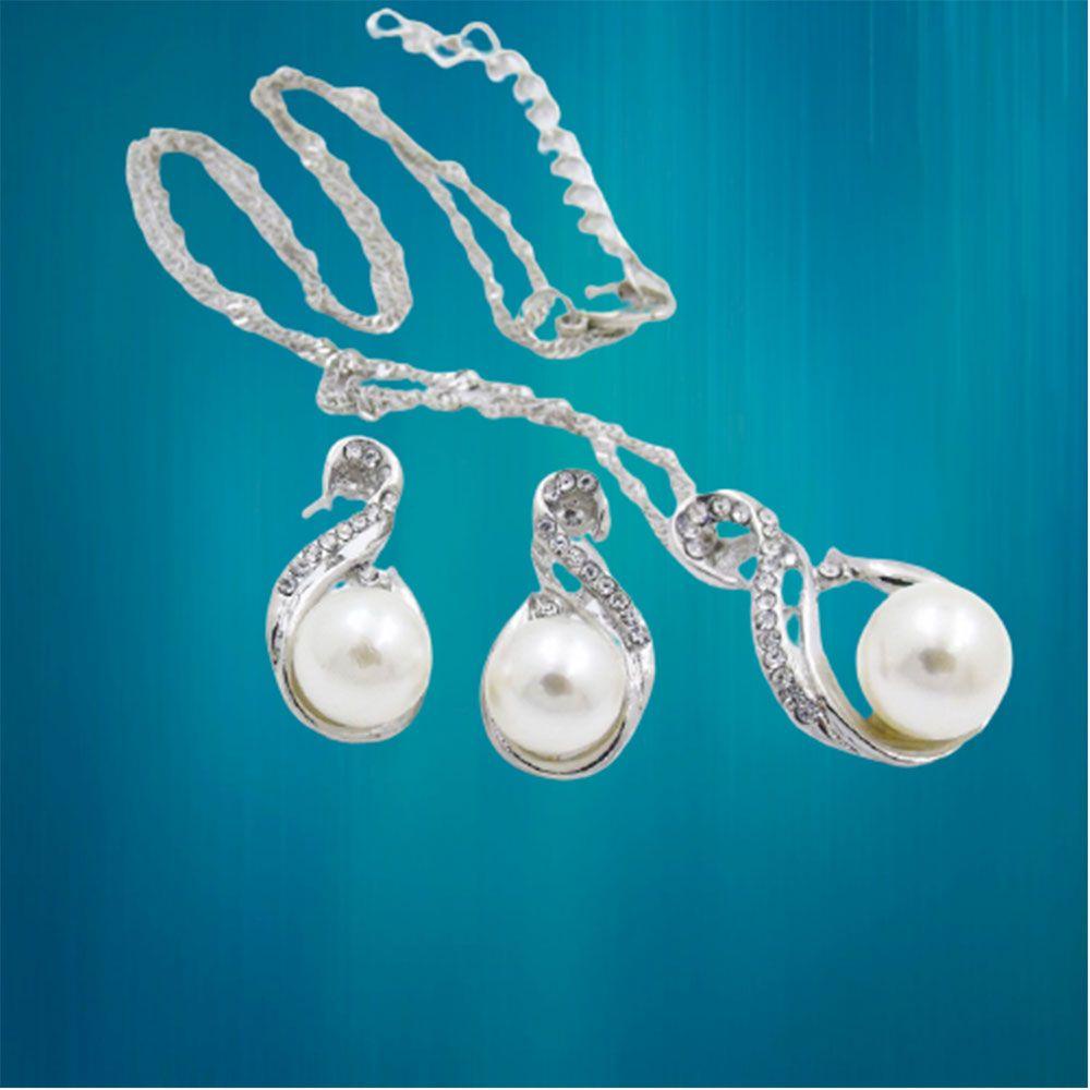 Lily 3pcs /Set Kalung Anting Set Perhiasan Wanita Perhiasan Pernikahan Emas Dan Perak