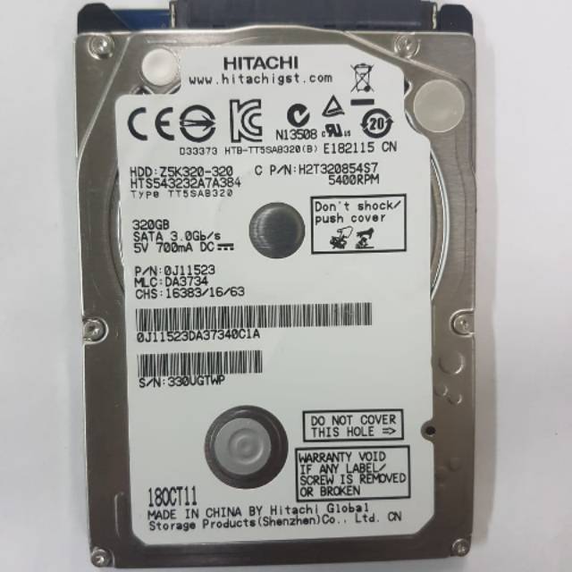 Hardisk laptop merk Hitachi 320GB second