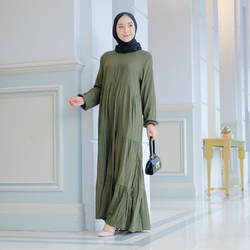 1KG MUAT 4PCS |  AMANDA LOLI GAMIS RAYON MAXY HANUM DRESS RUFFLE AMARA HITS OOTD SYARIAH MUSLIMAH FASHION WANITA TERBEST SELLER