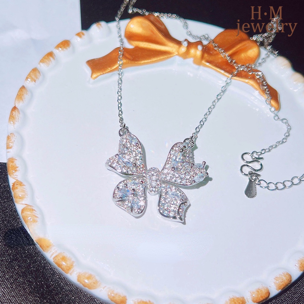 Set Kalung Choker + Cincin Model Kupu-Kupu Untuk Wanita