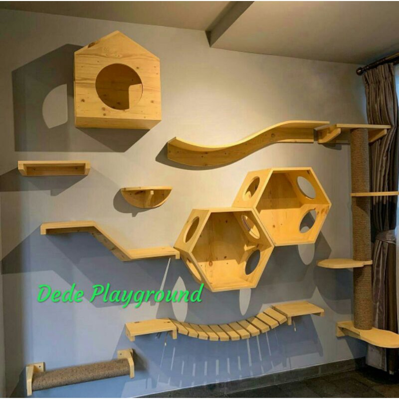 kandang kucing kayu / cat tree wall, / Playground kucing