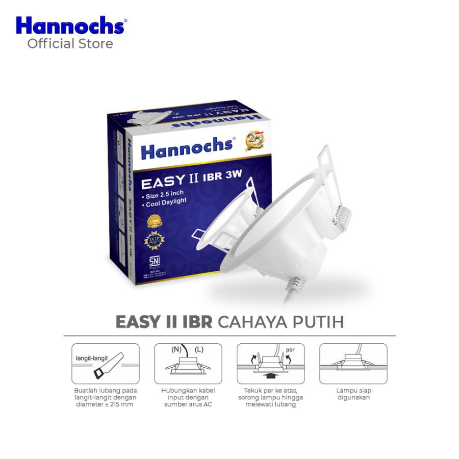 Hannochs Downlight LED EASY II 3W - Cahaya Putih